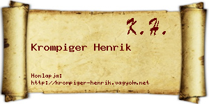 Krompiger Henrik névjegykártya